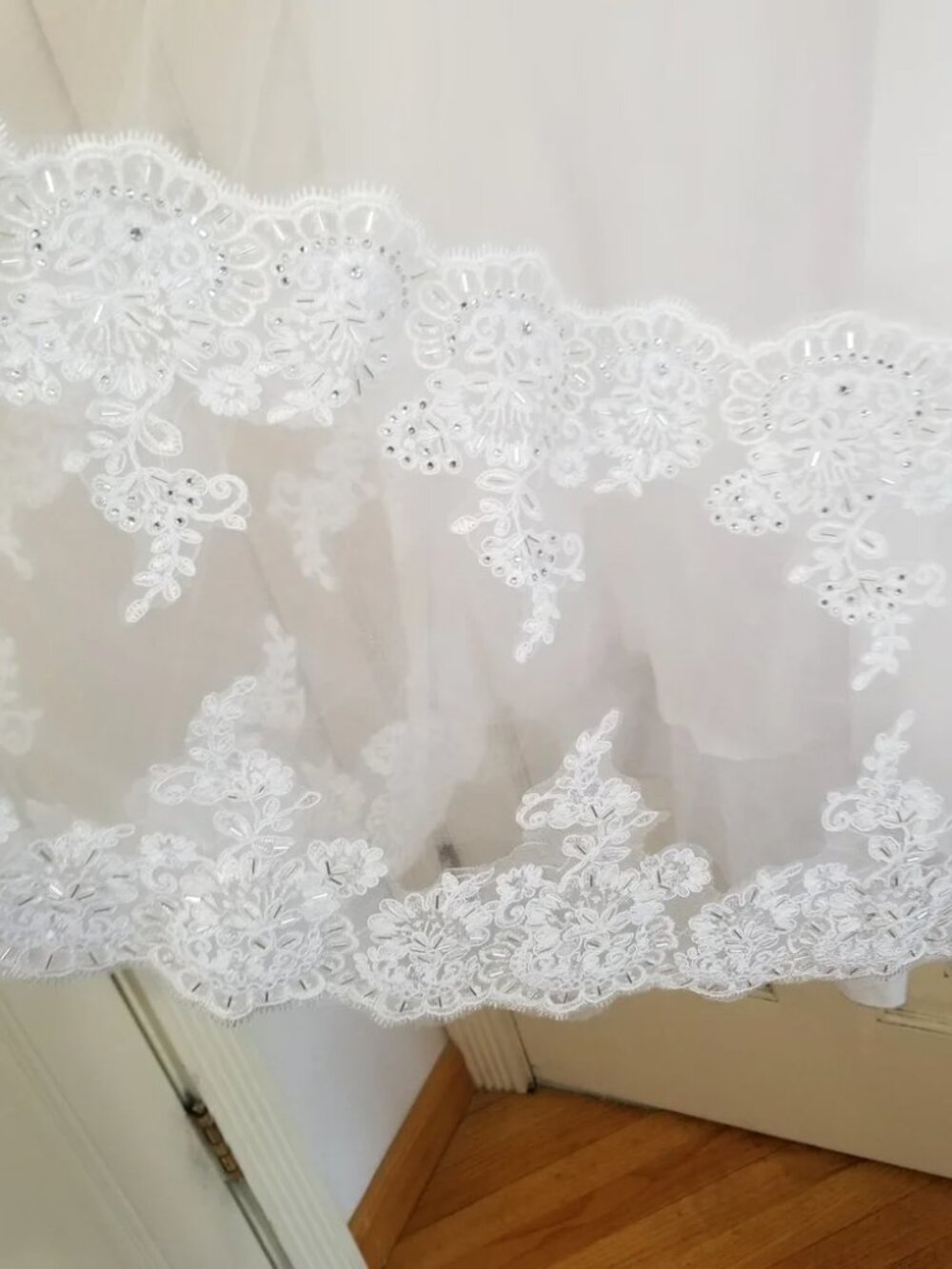Communion White Lace Flower Girl Dress Butterfly Cape with Bow Size 12 - Picture 10 of 13